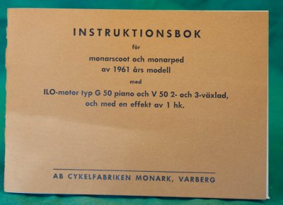 instruk-bok MONARK moped. 1961