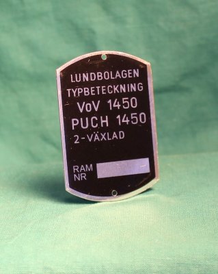typskylt PUCH VoV 1450